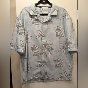 Zara Light Blue Mykonos Patterned Men's Shirt